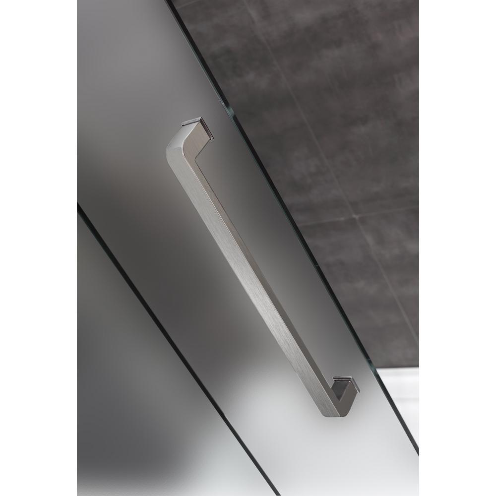 Moselle 56 in. to 60 in. x 60 in. Completely Frameless Sliding Tub Door with Frosted Glass in Stainless Steel - Super Arbor