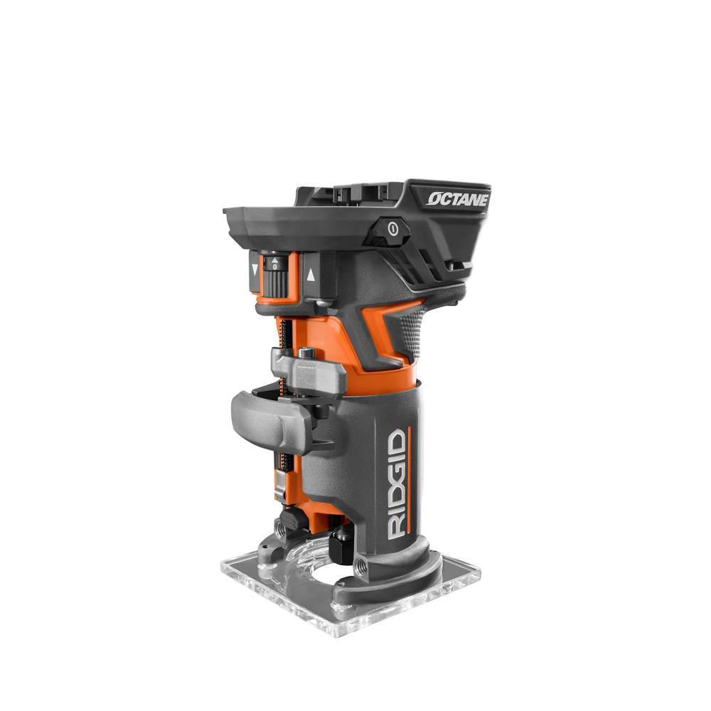 18-Volt OCTANE Cordless Brushless Compact Fixed Base Router with 1/4 in. Bit, Round and Square Bases, and Collet Wrench - Super Arbor