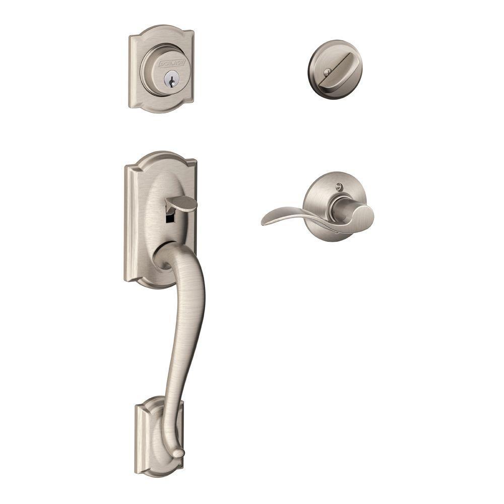 Camelot Aged Bronze Single Cylinder Deadbolt with Accent Lever Door Handleset - Super Arbor