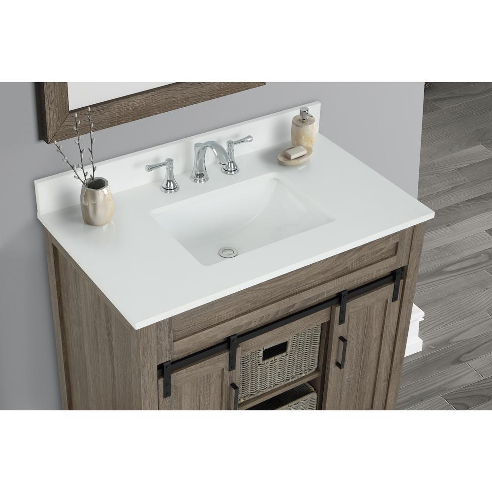 43 in. W x 22 in. D x 0.75 in. H Quartz Vanity Top in Snow White with White Basin - Super Arbor