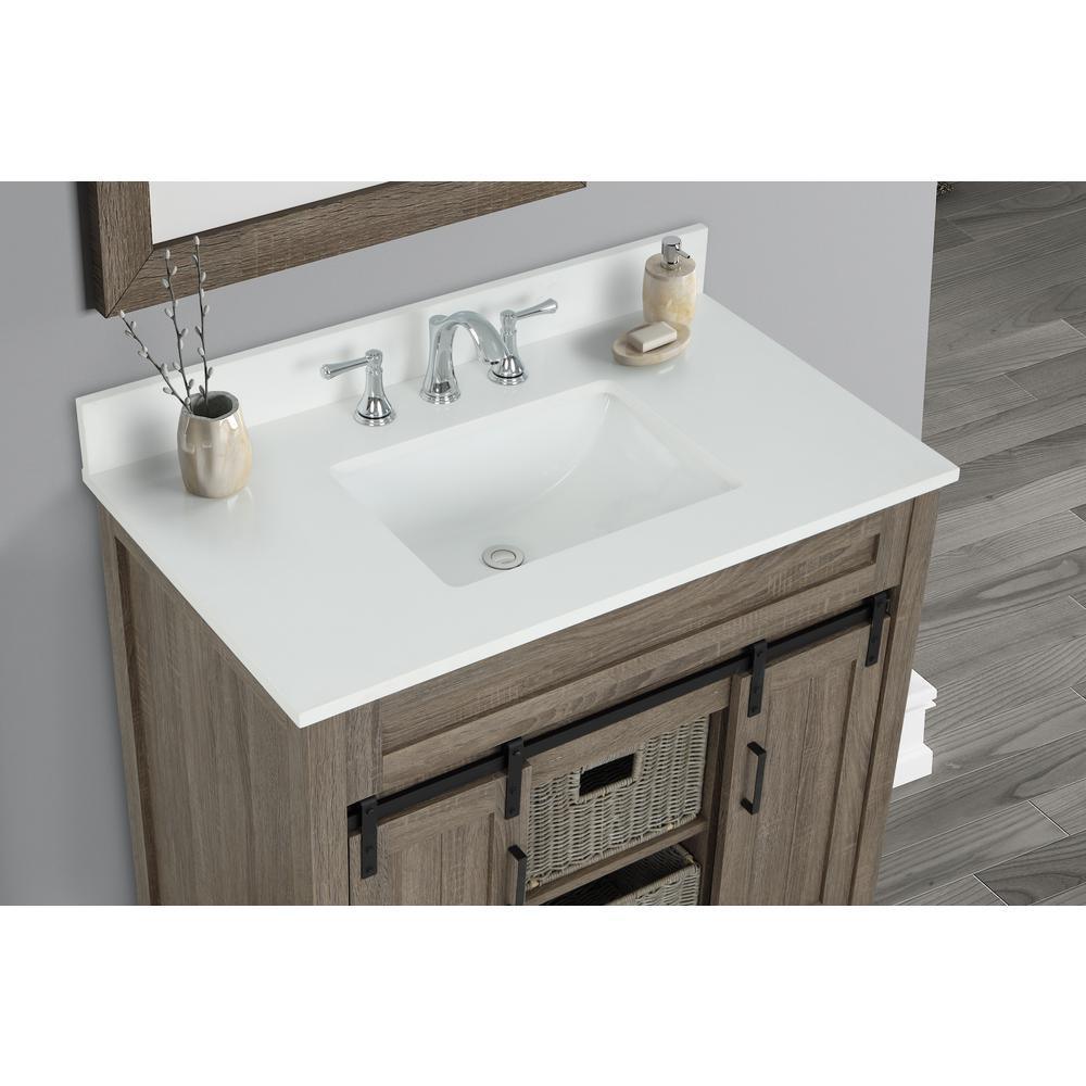 43 in. W x 22 in. D x 0.75 in. H Quartz Vanity Top in Snow White with White Basin - Super Arbor