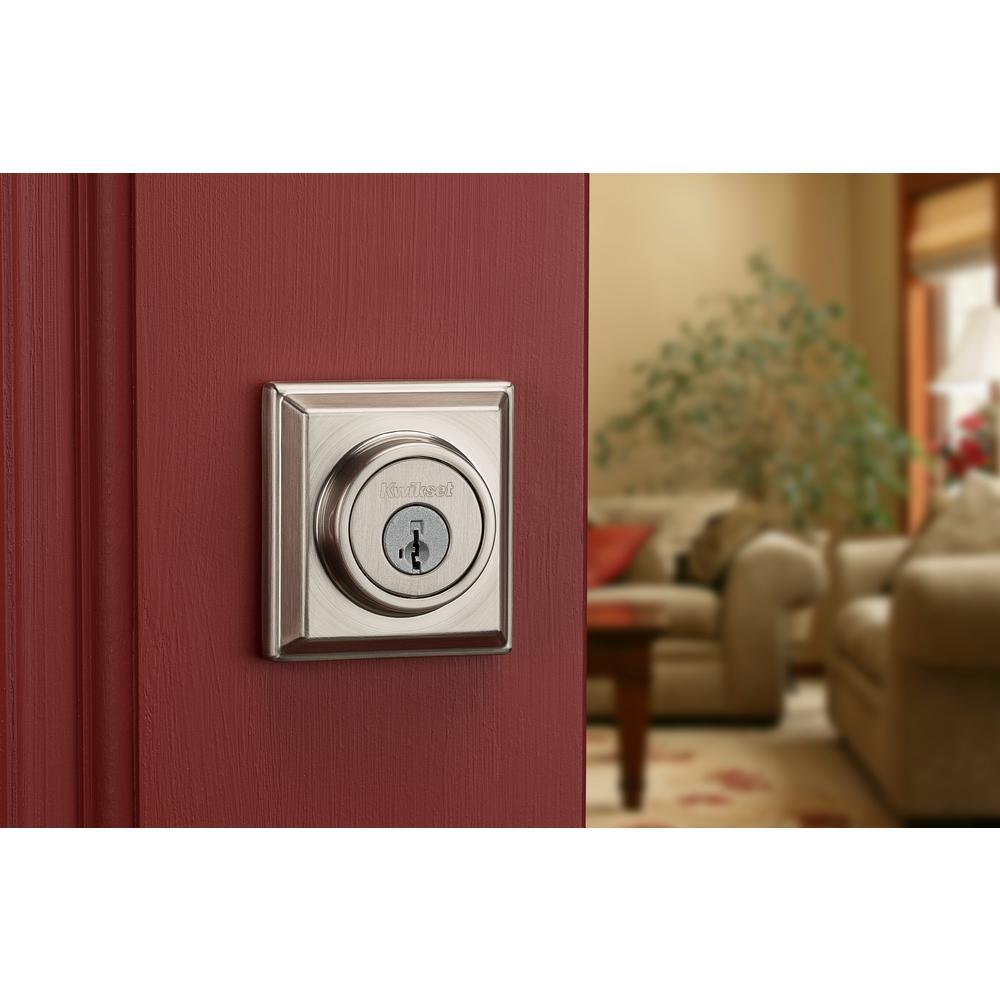 910 Signature Series Contemporary Satin Nickel Single Cylinder Deadbolt with Home Connect Technology - Super Arbor