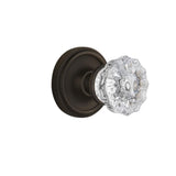 Classic Rosette 2-3/8 in. Backset Satin Nickel Privacy Bed/Bath Crystal Glass Door Knob - Super Arbor