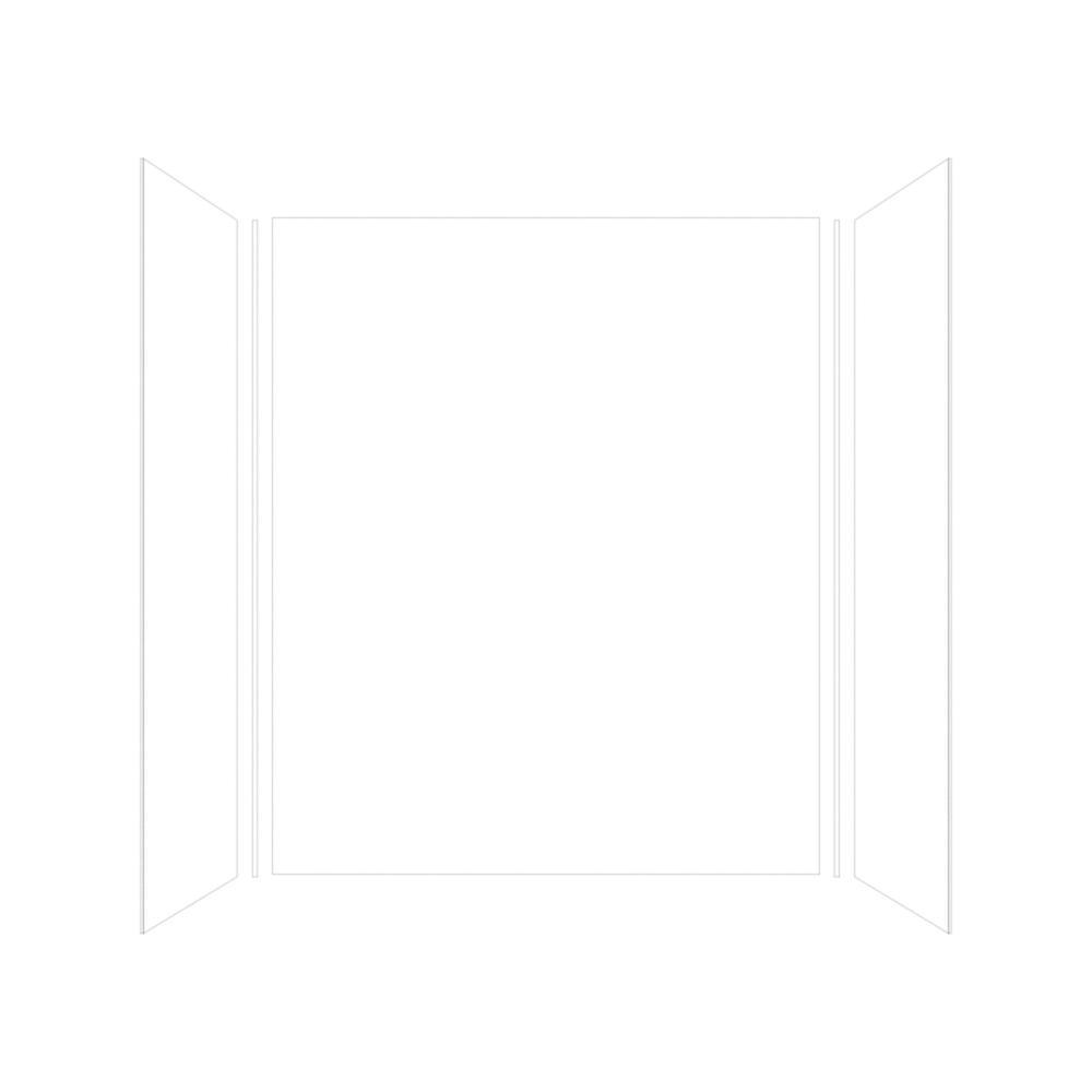 Expressions 32 in. x 60 in. x 72 in. 3-Piece Easy Up Adhesive Alcove Shower Wall Surround in White - Super Arbor