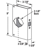 1-3/8 in. x 9 in. Thick Solid Brass Lock and Door Reinforcer, 2-1/8 in. Single Bore, 2-3/8 in. Backset - Super Arbor