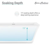 St Tropez 67 in. Acrylic FlatBottom Non-Whirlpool Freestanding Rectangular Soaking Bathtub in White - Super Arbor