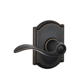 Accent Aged Bronze Privacy Bed/Bath Door Lever with Camelot Trim - Super Arbor
