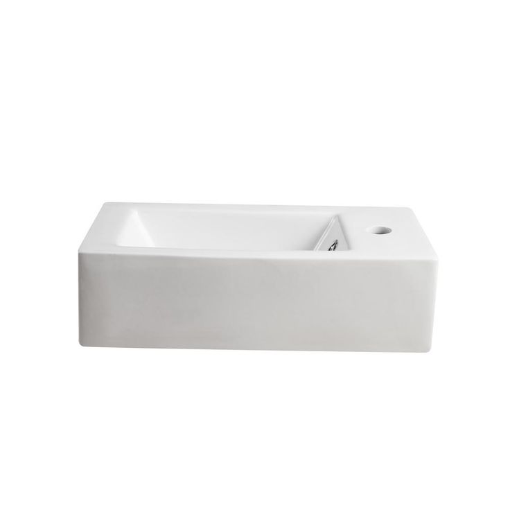 Elanti Wall-Mounted Left-Facing Rectangle Bathroom Sink in White