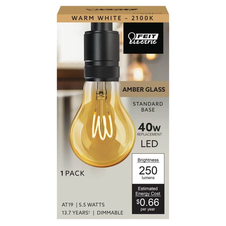 Feit Electric 40-Watt Equivalent AT19 Dimmable Amber Glass Vintage Edison LED Light Bulb with H Shape Filament Warm White (6-Pack)