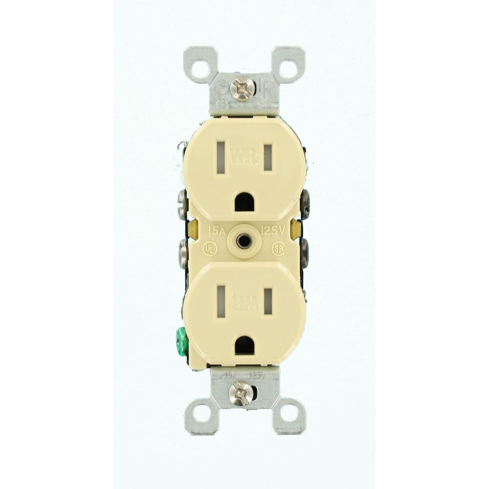 15 Amp Weather and Tamper Resistant Duplex Outlet, White - Super Arbor