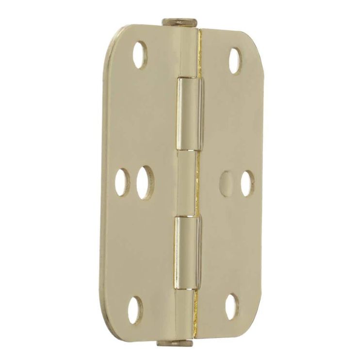 3-1/2 in. Bright Brass 5/8 in. Radius Security Door Hinges Value Pack (3-Pack)