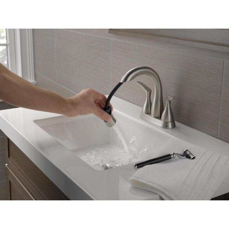 Broadmoor 4 in. Centerset 2-Handle Pull-Down Spout Bathroom Faucet in SpotShield Brushed Nickel
