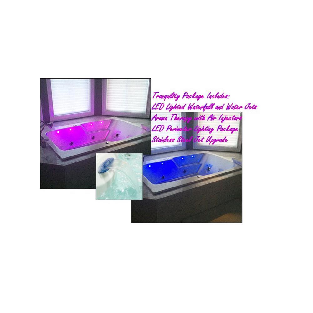 4.48 ft. Corner Drop-In Whirlpool and Air Bath Tub in White with Tranquility Package - Super Arbor