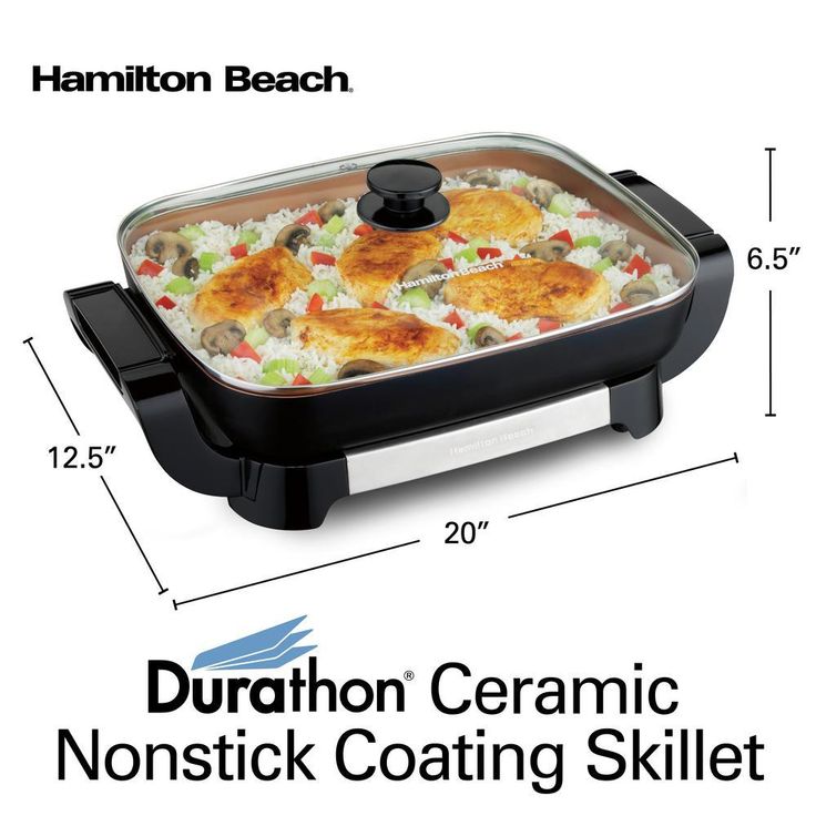 Durathon Ceramic 180 in. Black Electric Skillet with Removable Pan