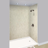 Expressions 48 in. x 48 in. x 96 in. 4-Piece Easy Up Adhesive Alcove Shower Wall Surround in Bianca - Super Arbor