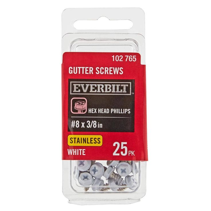#8 x 3/8 in. White Stainless Steel Hex Head Gutter Sheet Metal Screw (25-Pack)