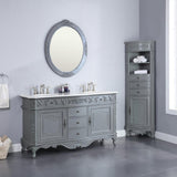 Winslow 60 in. W x 22 in. D Bath Vanity in Antique Gray with Vanity Top in White Marble with White Basins - Super Arbor