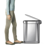 simplehuman 45-Liter Brushed Stainless Steel Steel Trash Can with Lid