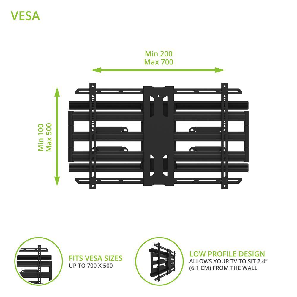 Galvanized Outdoor Full Motion TV Wall Mount with 31 in. Extension for 42 in. - 100 in. TVs, - Super Arbor