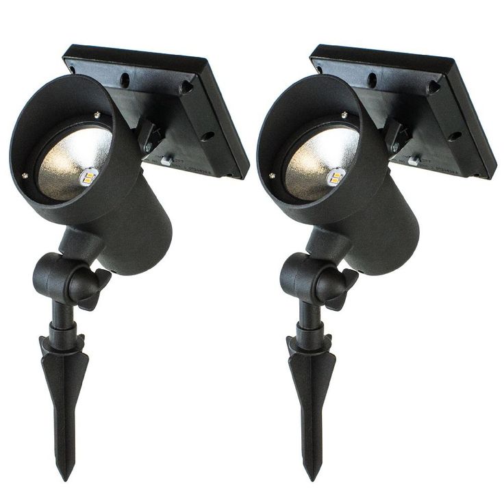 High Lumen Metal Solar Black Outdoor Integrated LED Landscape Spot Light (2-Pack)