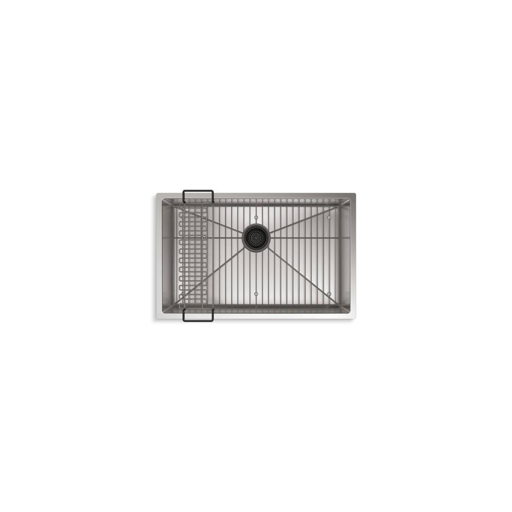 Strive Undermount Stainless Steel 29 in. Single Bowl Kitchen Sink Kit with Sink Rack - Super Arbor