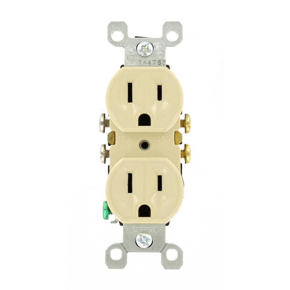 15 Amp Residential Grade Grounding Duplex Outlet, Ivory - Super Arbor