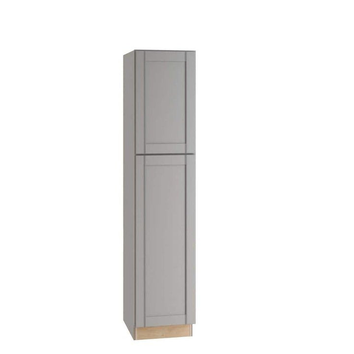 Home Decorators Collection Washington Veiled Gray Plywood Shaker Assembled Utility Pantry Kitchen Cabinet Soft Close 18 in W x 24 in D x 90 in H