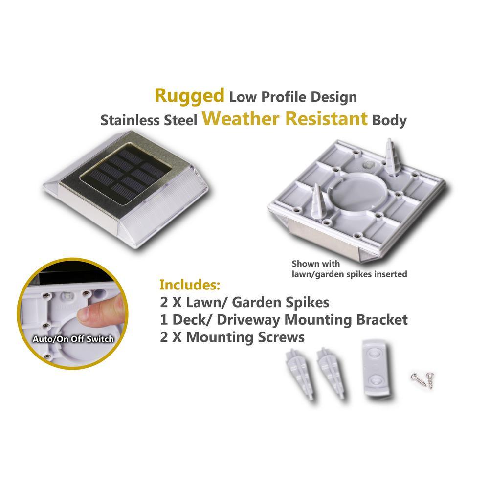 Stainless Steel Integrated 2-LED Solar Deck and Path Light (2-Pack) - Super Arbor