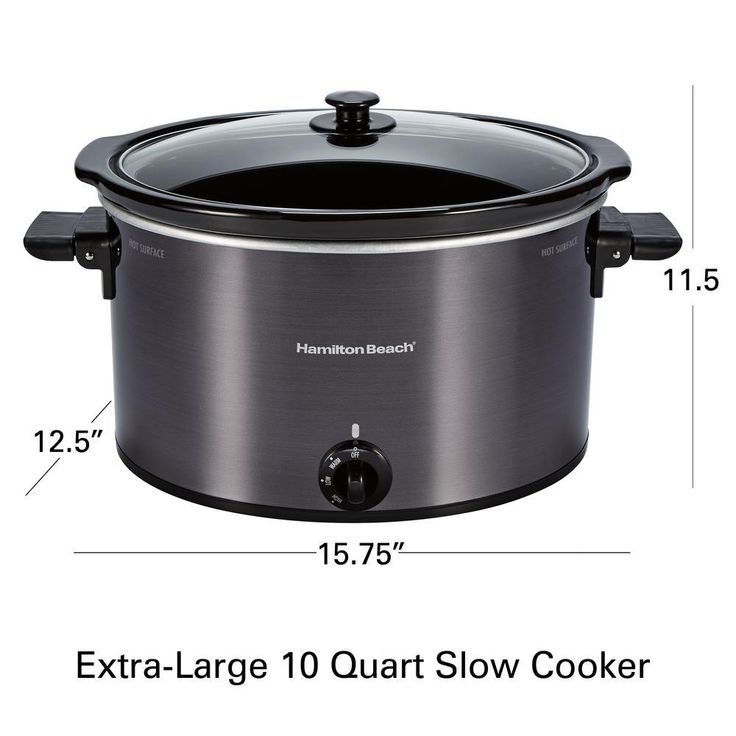 10 Qt. Black Slow Cooker with Folding Handles