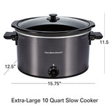 10 Qt. Black Slow Cooker with Folding Handles