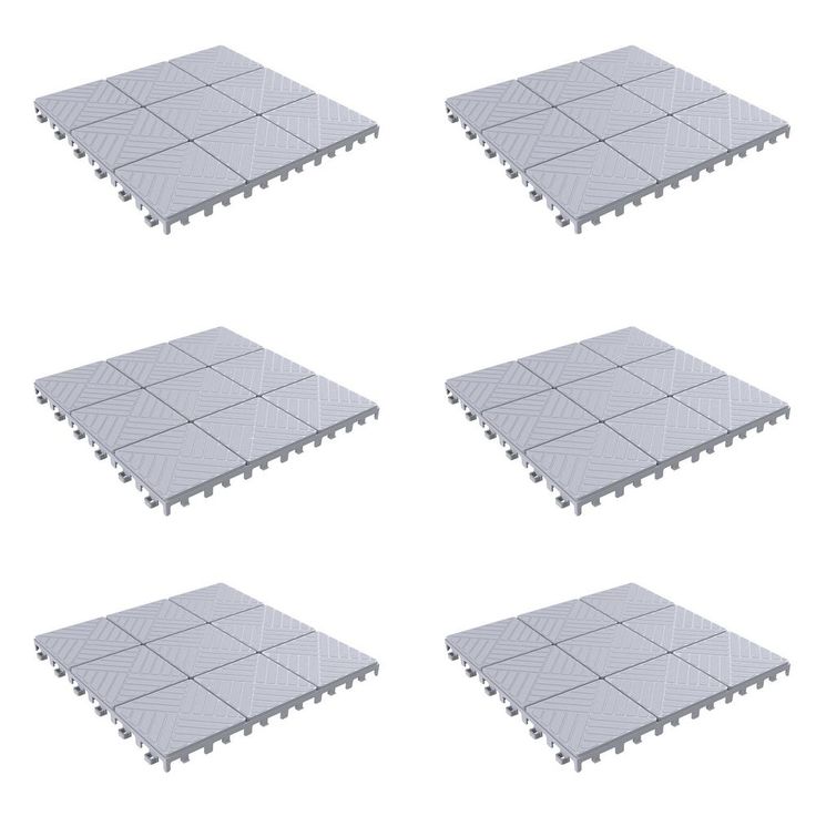 Pure Garden 11.5 in. x 11.5 in. Outdoor Interlocking Polypropylene Patio and Deck Tile Flooring in Grey (Set of 6)