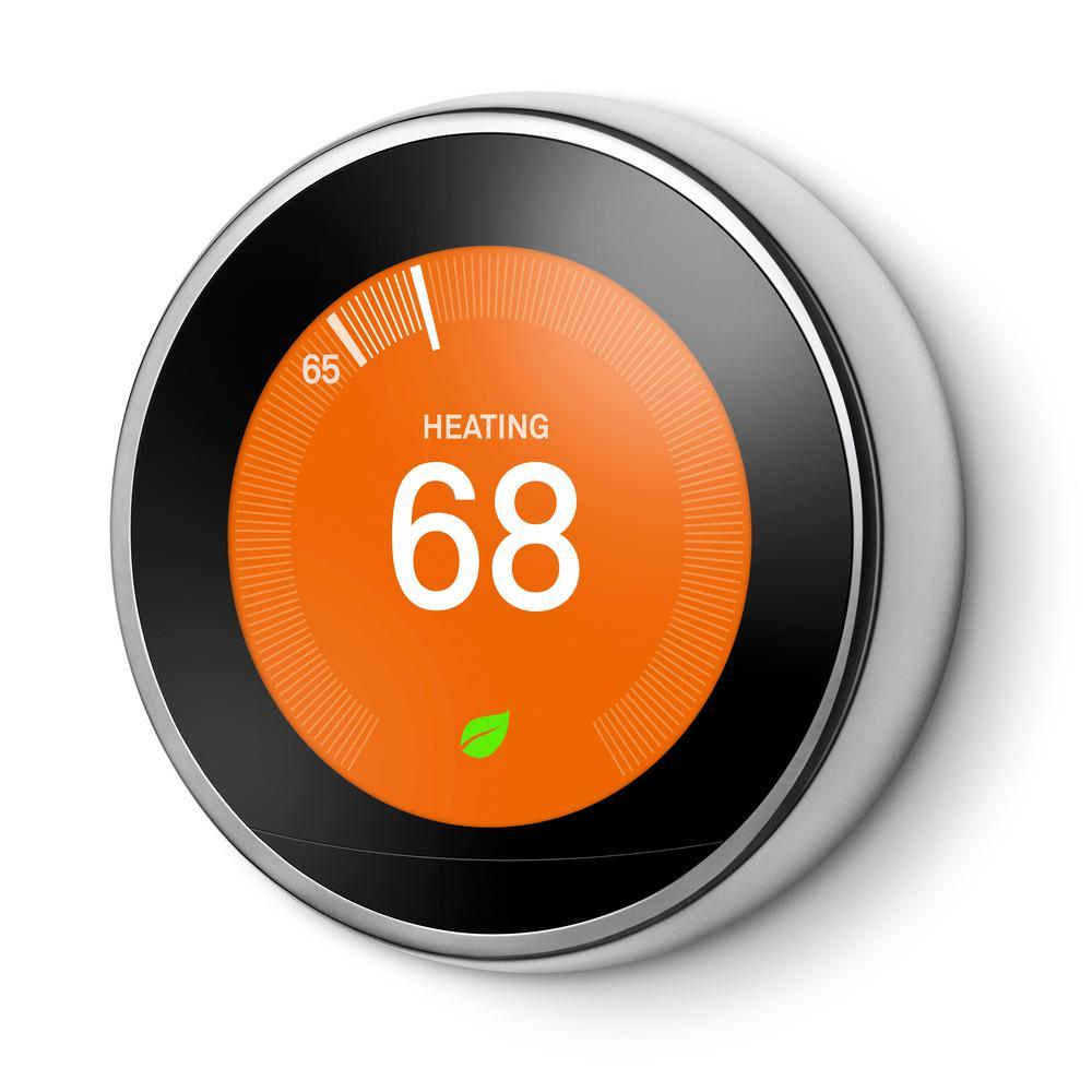 Nest Learning Thermostat 3rd Gen in Polished Steel and Google Nest Temperature Sensor - Super Arbor