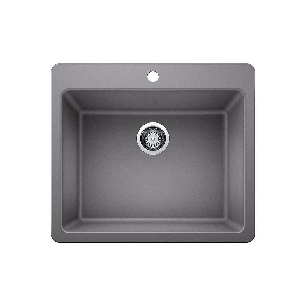 Glacier Bay Drop-in/Undermount Granite Composite 33 in. Single Bowl Kitchen Sink in White - Super Arbor
