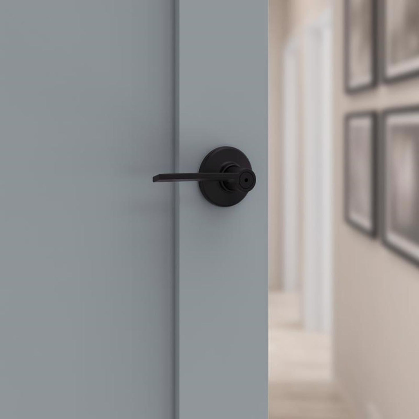 Kwikset Ladera Matte Black Bed & Bath Privacy Lever, Reversible (Right or Left Handed)