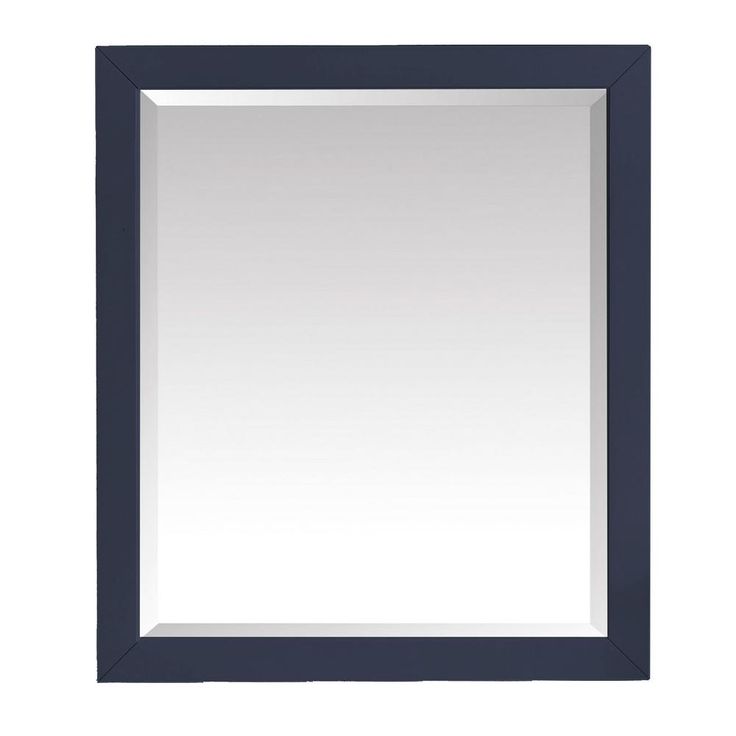 28.00 in. W x 32.00 in. H Framed Rectangular Beveled Edge Bathroom Vanity Mirror in Navy Blue