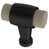 Modern 1-3/16 in. (30mm) Matte Black with Rustic Pine Wood Cabinet Knob - Super Arbor