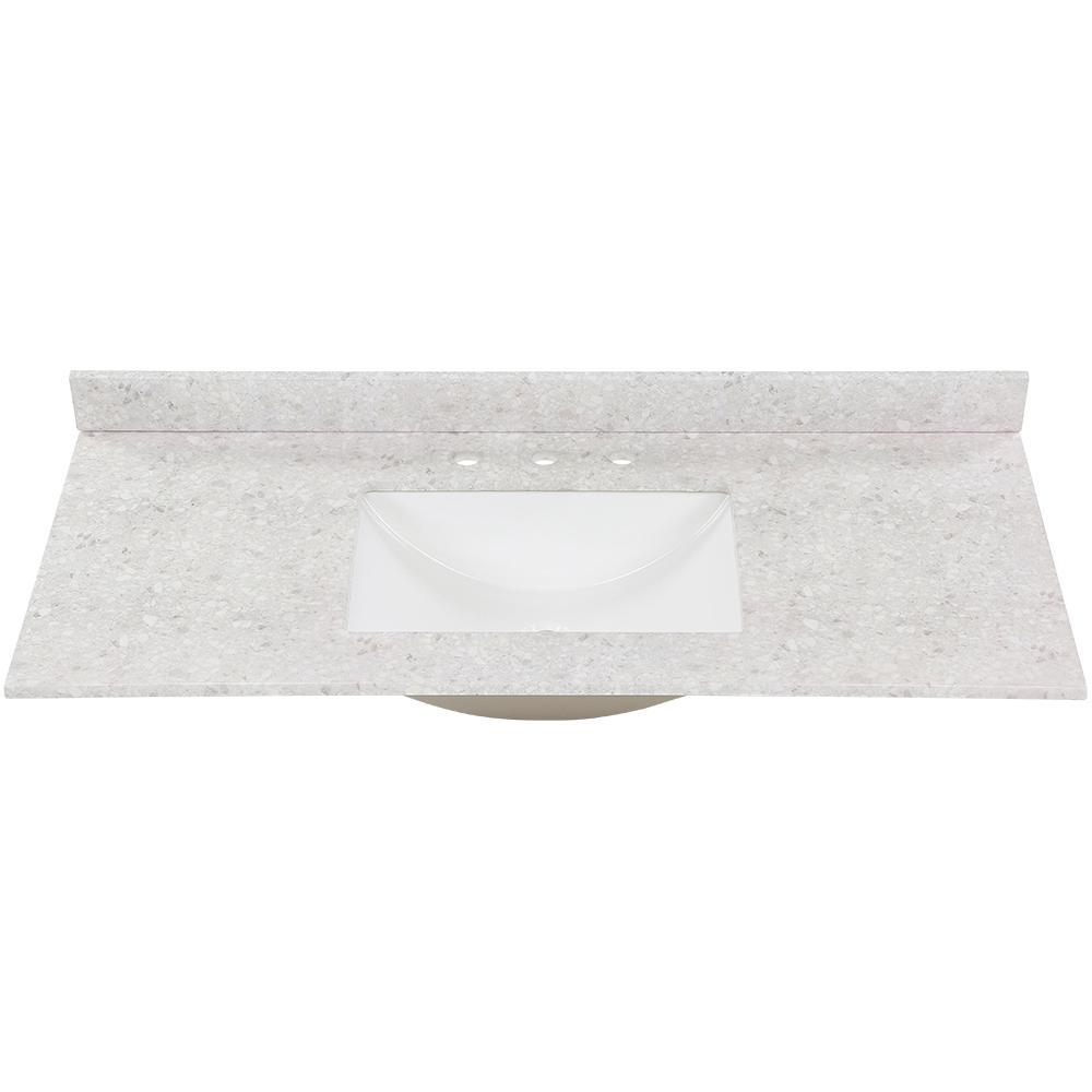 37 in. W x 22 in. D Stone Effects Vanity Top in Cold Fusion with White Sink - Super Arbor