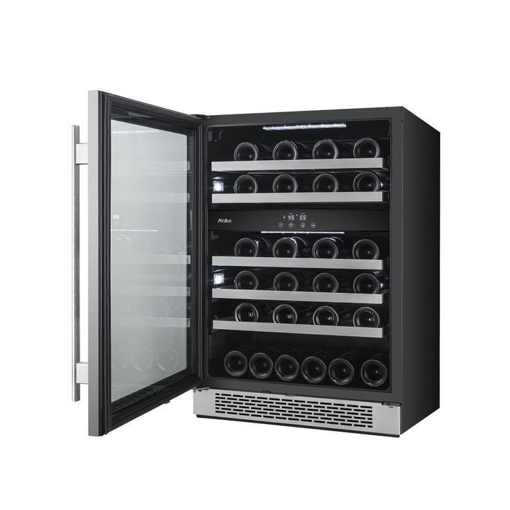 Avallon 46-Bottle Capacity Stainless Steel Dual Zone Cooling Built-In/Freestanding Wine Chiller