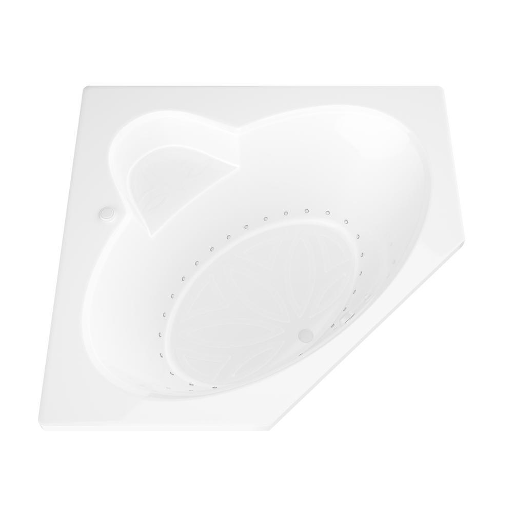 Malachite 5 ft. Acrylic Corner Drop-in Air Bathtub in White - Super Arbor