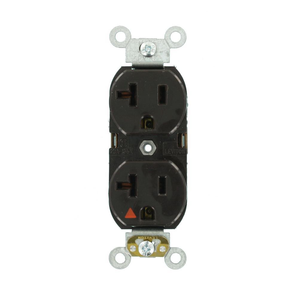 20 Amp Industrial Grade Heavy Duty Isolated Ground Duplex Outlet, Orange - Super Arbor