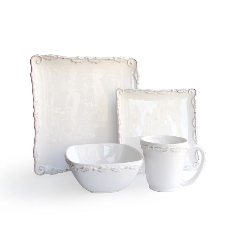 16-Piece Solid White Stone Dinnerware Set (Service for 4)