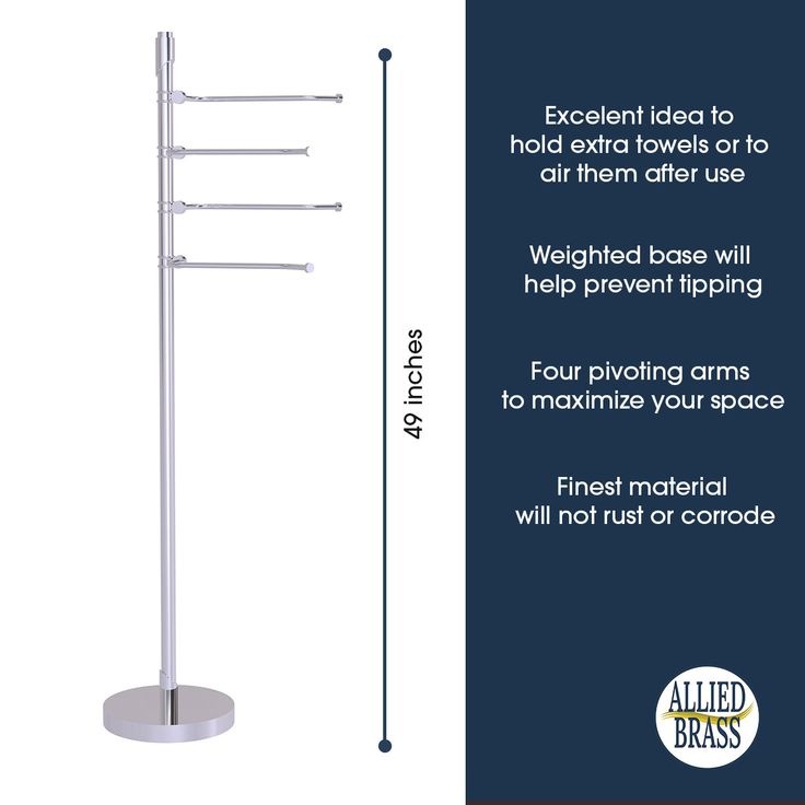Allied Brass Floor Standing 49-in 4 Pivoting Swing Arm Towel Holder in Antique Bronze