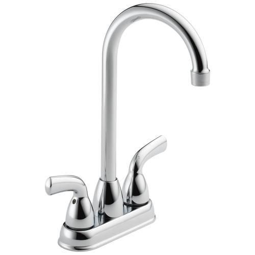 Delta Foundations Chrome 2-Handle Deck-Mount Bar and Prep Handle Kitchen Faucet