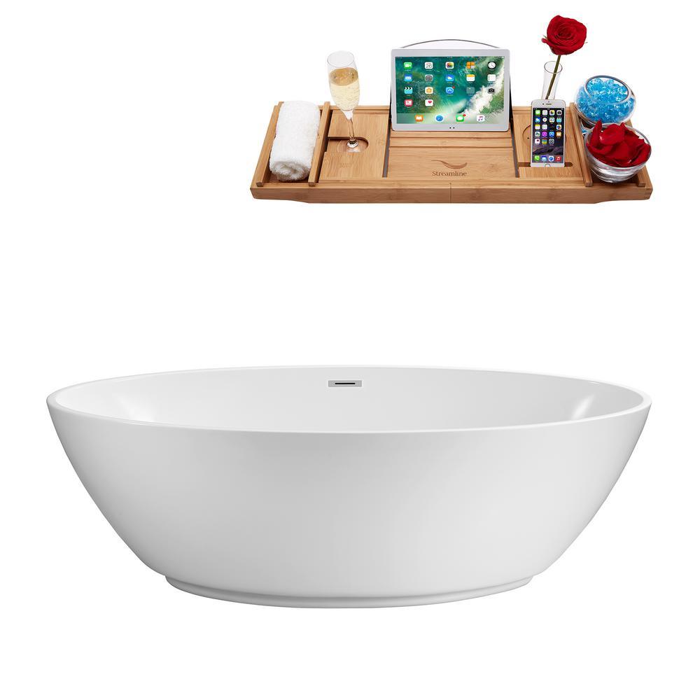 62.6 in. Acrylic Flatbottom Non-Whirlpool Bathtub in Glossy White - Super Arbor
