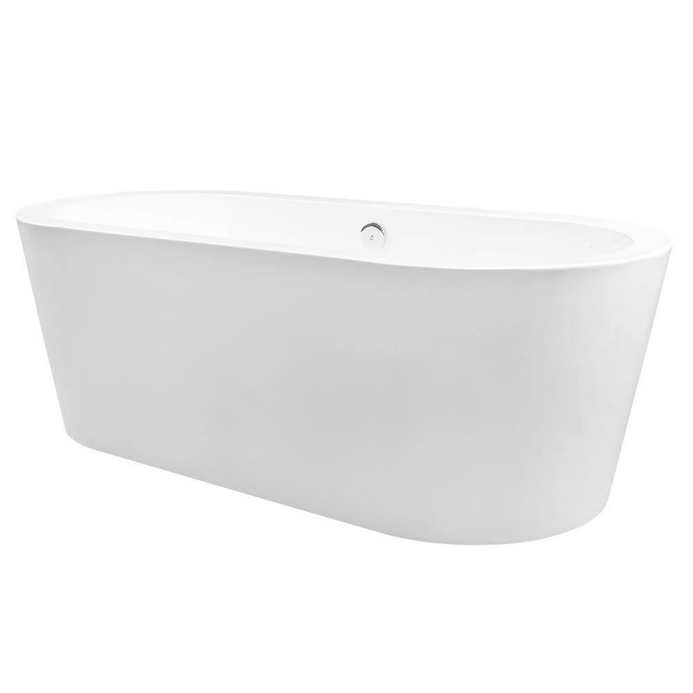 59 in. Acrylic Double Ended Flatbottom Non-Whirlpool Bathtub in Glossy White - Super Arbor