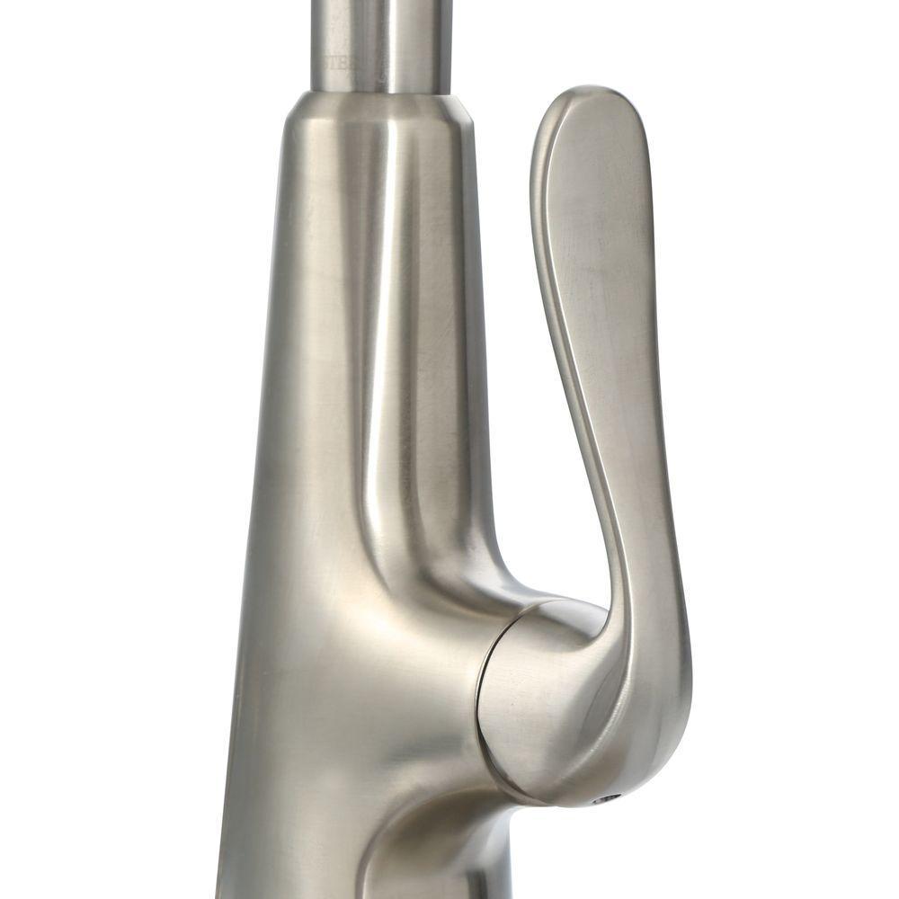 Pasadena Single-Handle Pull-Down Sprayer Kitchen Faucet with Soap Dispenser in Stainless Steel - Super Arbor