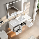 Totti Wave 48 in. W x 21 in. D x 22 in. H Bathroom Vanity in White with White Glassos Top and White Sink
