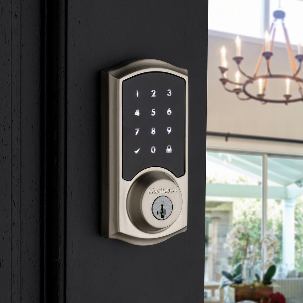 Z-Wave SmartCode Touchscreen Satin Nickel Single Cylinder Electronic Deadbolt featuring Tustin Hall/Closet Lever - Super Arbor