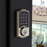 Z-Wave SmartCode Touchscreen Satin Nickel Single Cylinder Electronic Deadbolt featuring Tustin Hall/Closet Lever - Super Arbor