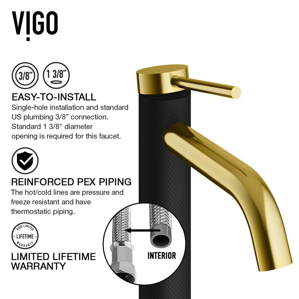 MatteShell Rectangular Vessel Bathroom Sink in Black and Lexington cFiber Faucet in Matte Gold/Matte Black - Super Arbor